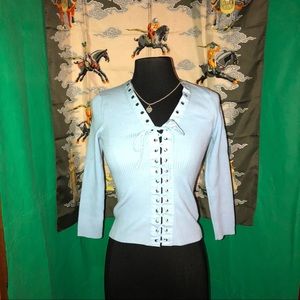 A Star like new blue ribbed sweater